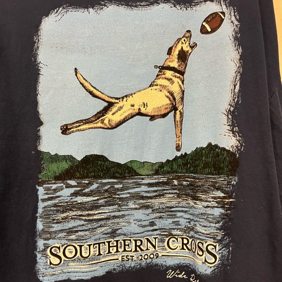 Men’s Large Long Sleeve Navy Blue Southern Cross T shirt - Picture 1 of 5